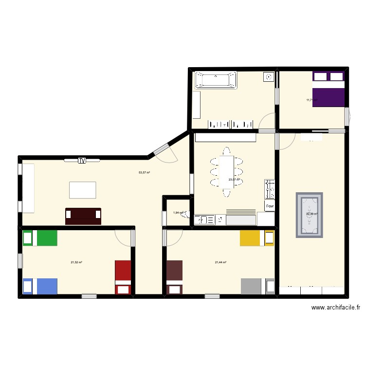 Plan appartement de secours - Mindset tome 1. Plan de 7 pièces et 166 m2