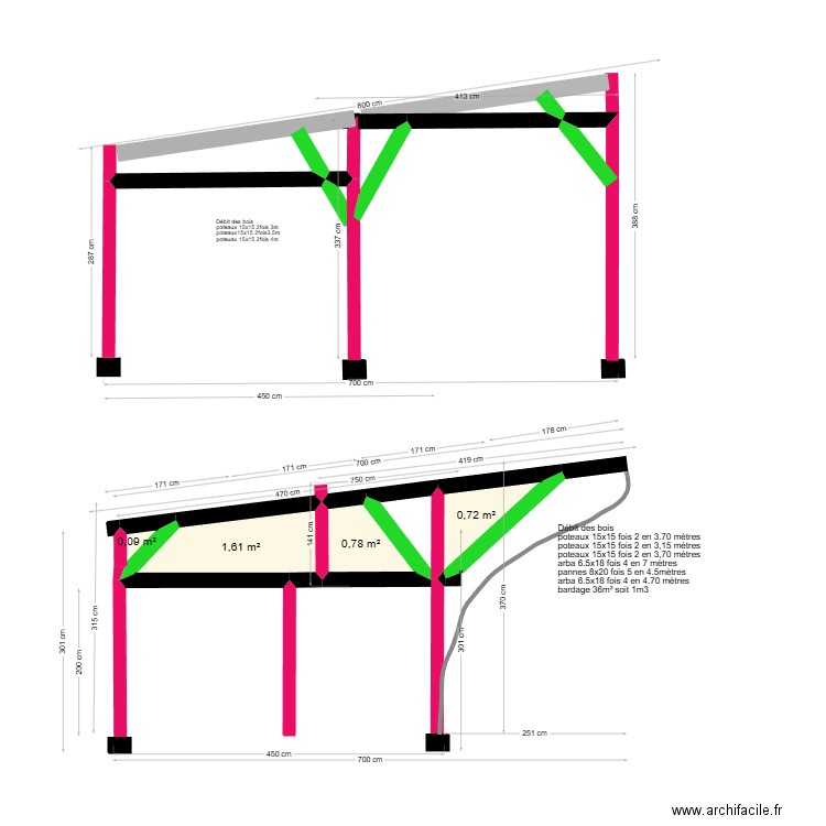 Baratte. Plan de 4 pièces et 3 m2