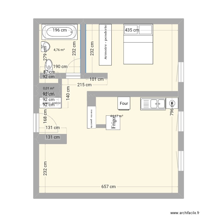 F2 malbosc. Plan de 4 pièces et 49 m2