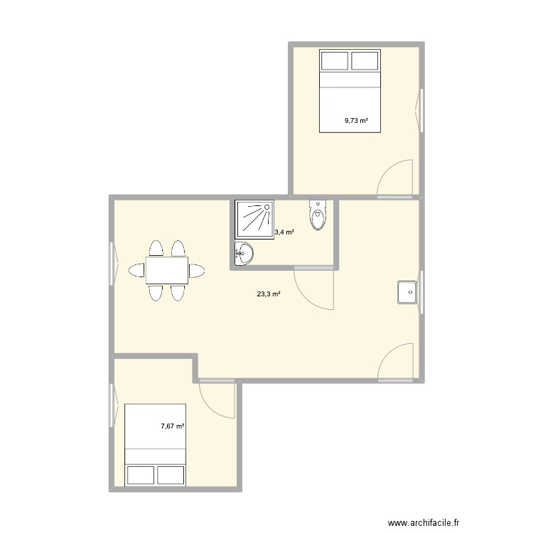 Baumont Ap. Plan de 4 pièces et 44 m2