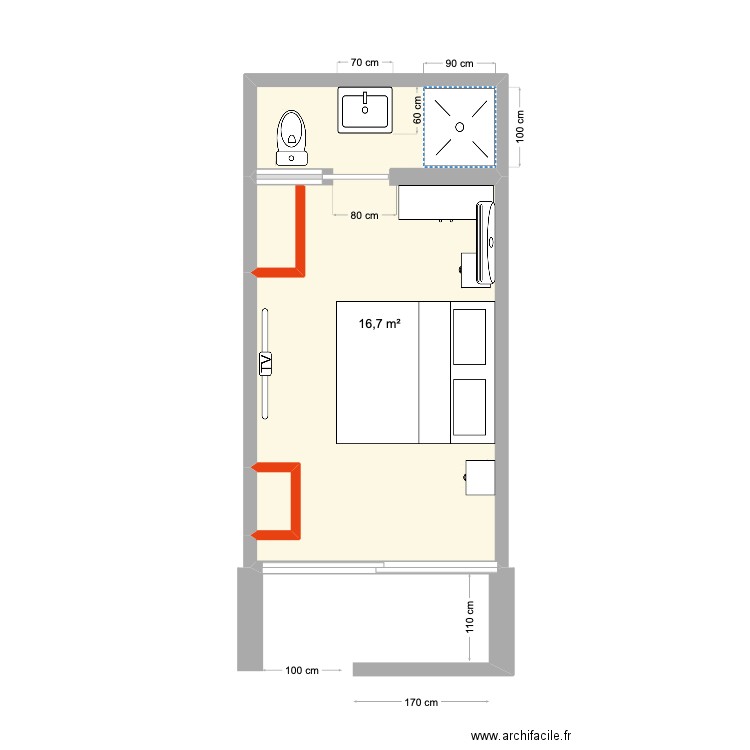 EDEN ANNEX. Plan de 2 pièces et 17 m2