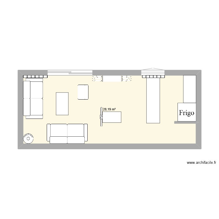 SALON CUISINE 3. Plan de 1 pièce et 28 m2