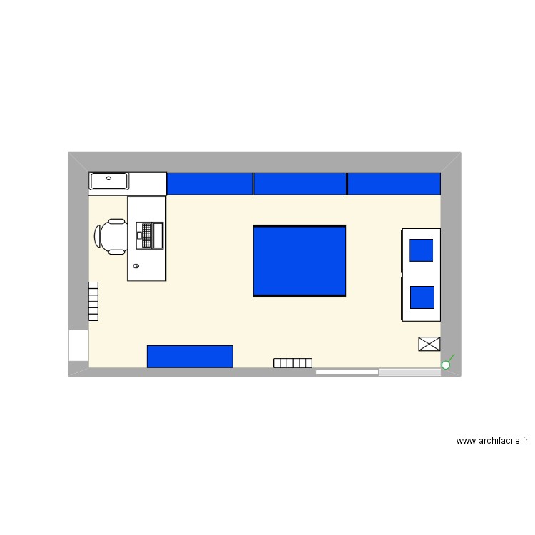 fish room mat. Plan de 1 pièce et 11 m2