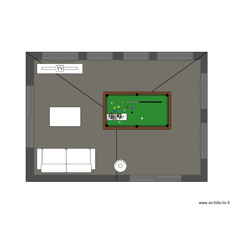 Extension. Plan de 1 pièce et 29 m2