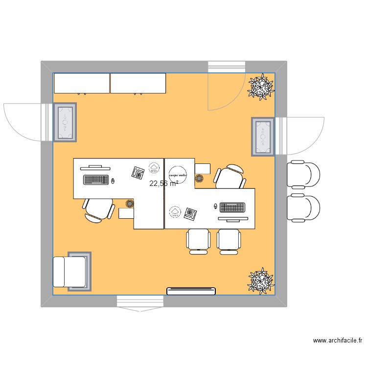 Bureau Emy. Plan de 1 pièce et 23 m2