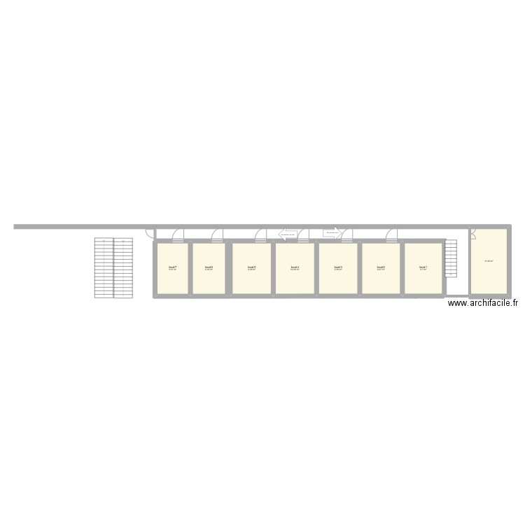 rez de chaussée. Plan de 8 pièces et 78 m2