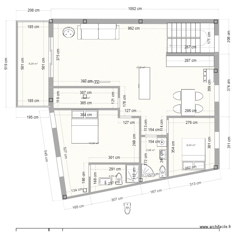 ETAGE 3.1.1.11. Plan de 7 pièces et 96 m2