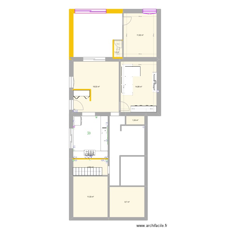 ExtensionMariePascalPieces. Plan de 8 pièces et 73 m2