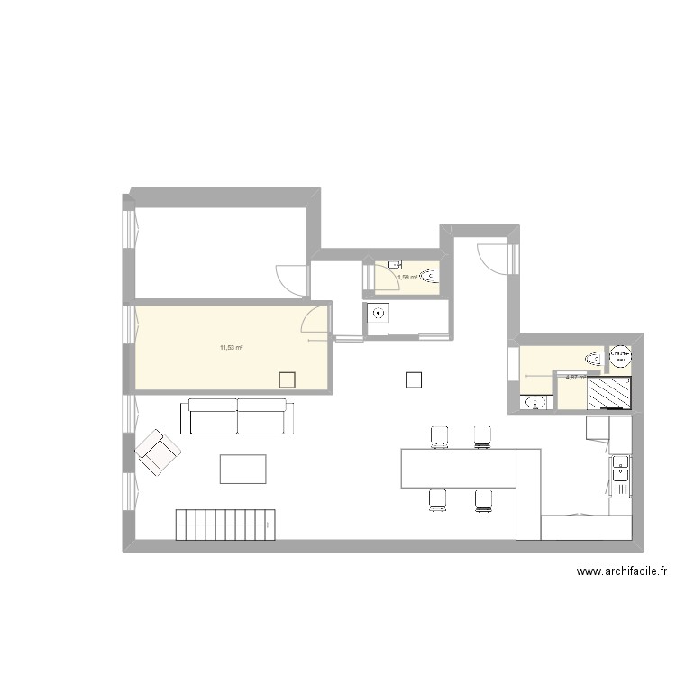 APT 240. Plan de 3 pièces et 18 m2