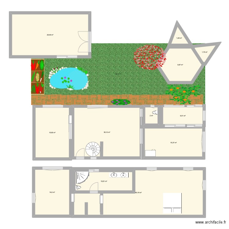 Clochette. Plan de 12 pièces et 191 m2