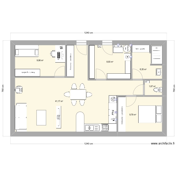 Isa_NM3. Plan de 6 pièces et 78 m2