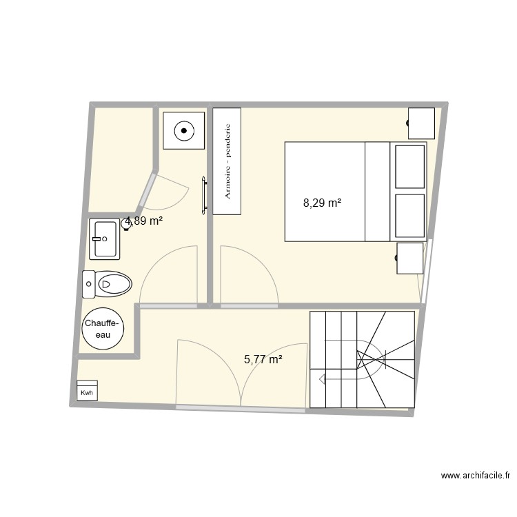 LA BICOQUE RDC 1. Plan de 3 pièces et 19 m2