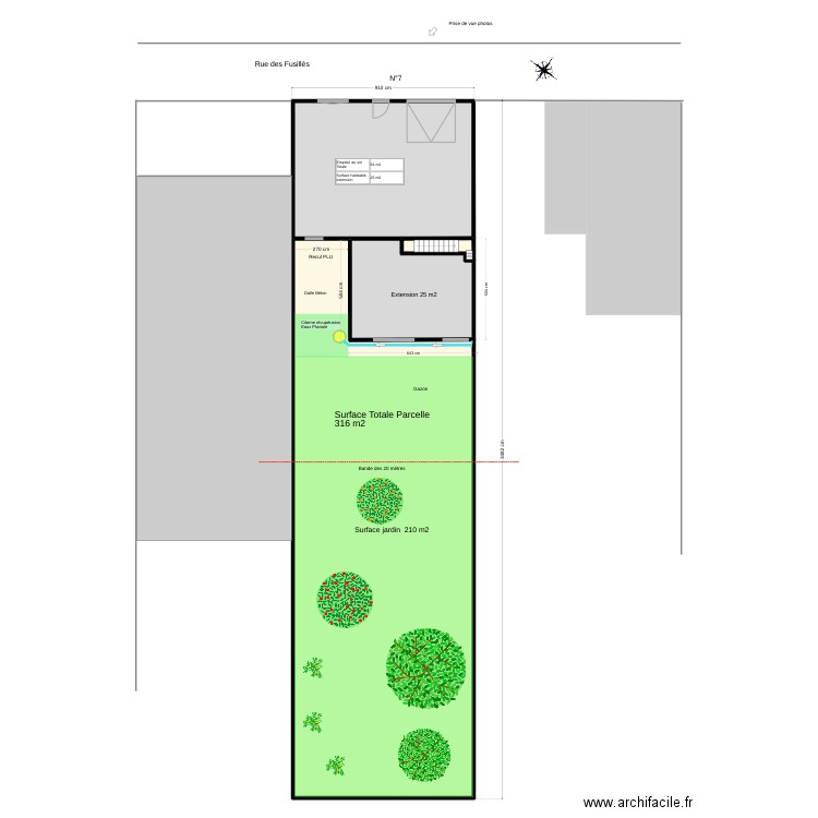 Plan de masse Avant. Plan de 4 pièces et 306 m2