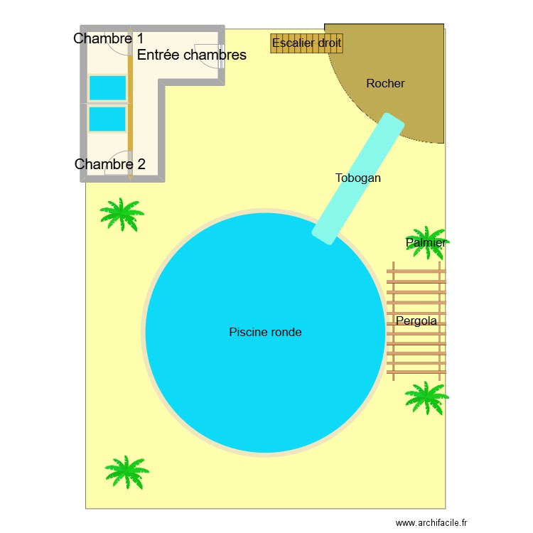 Enclos otaries pour le camping. Plan de 3 pièces et 22 m2