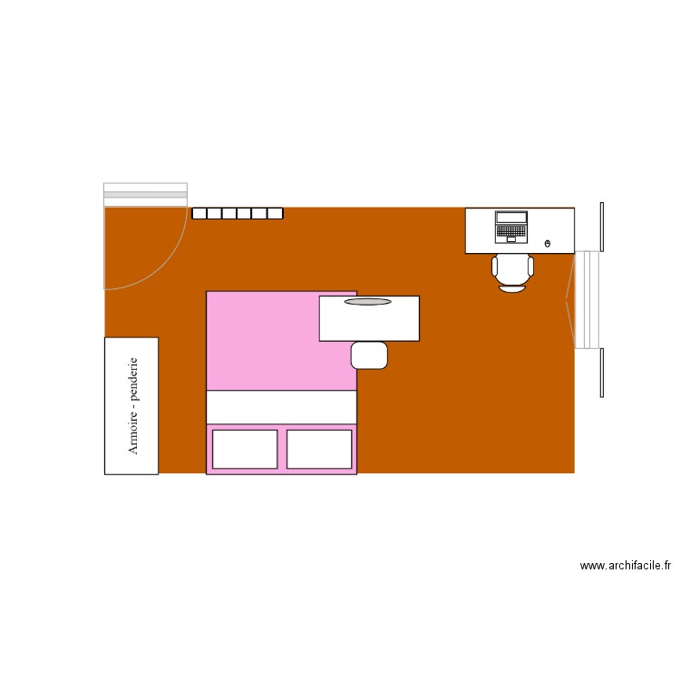 chambre. Plan de 1 pièce et 15 m2