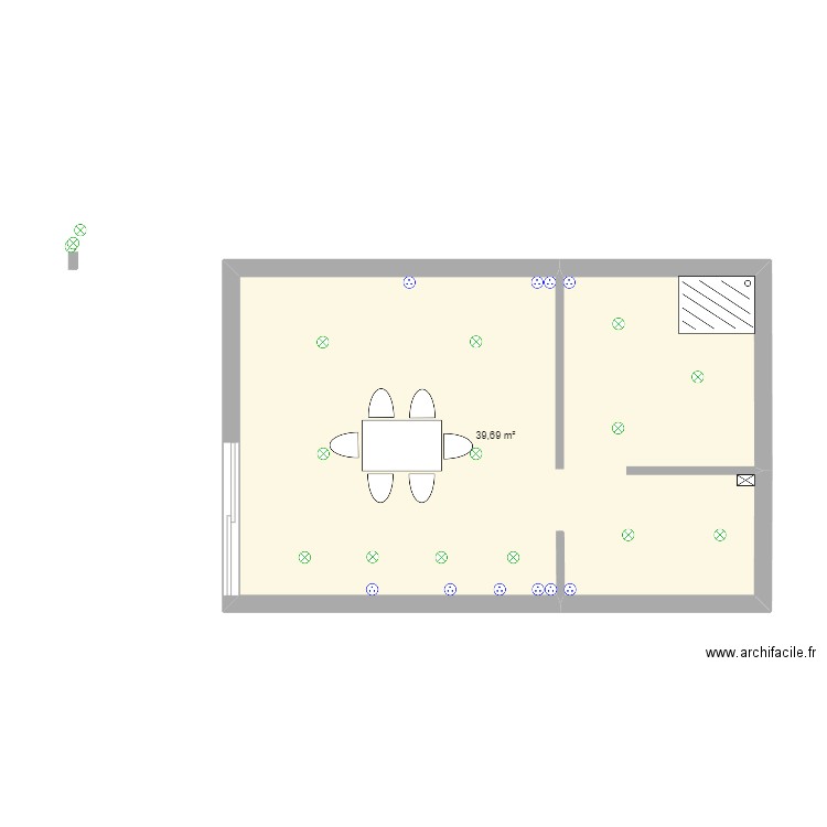 electricité. Plan de 1 pièce et 40 m2