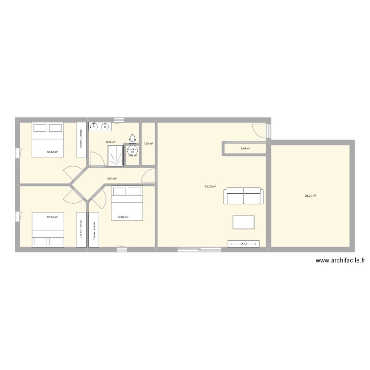 maison plein pied. Plan de 10 pièces et 122 m2