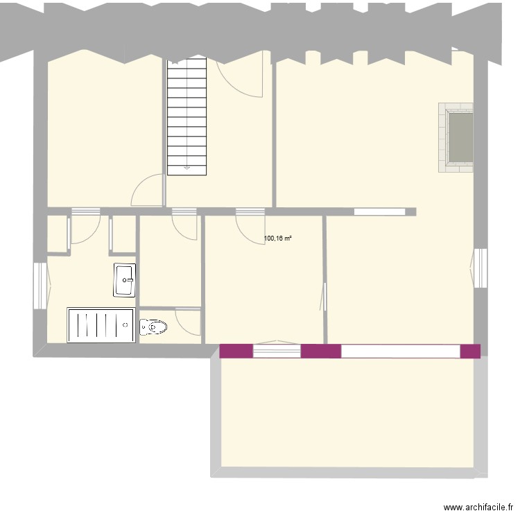 extension 2. Plan de 1 pièce et 100 m2