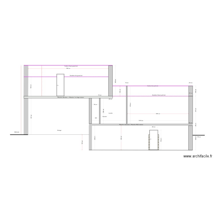 Projet RDF_Coupe Extension_4_sans escalier cave. Plan de 0 pièce et 0 m2