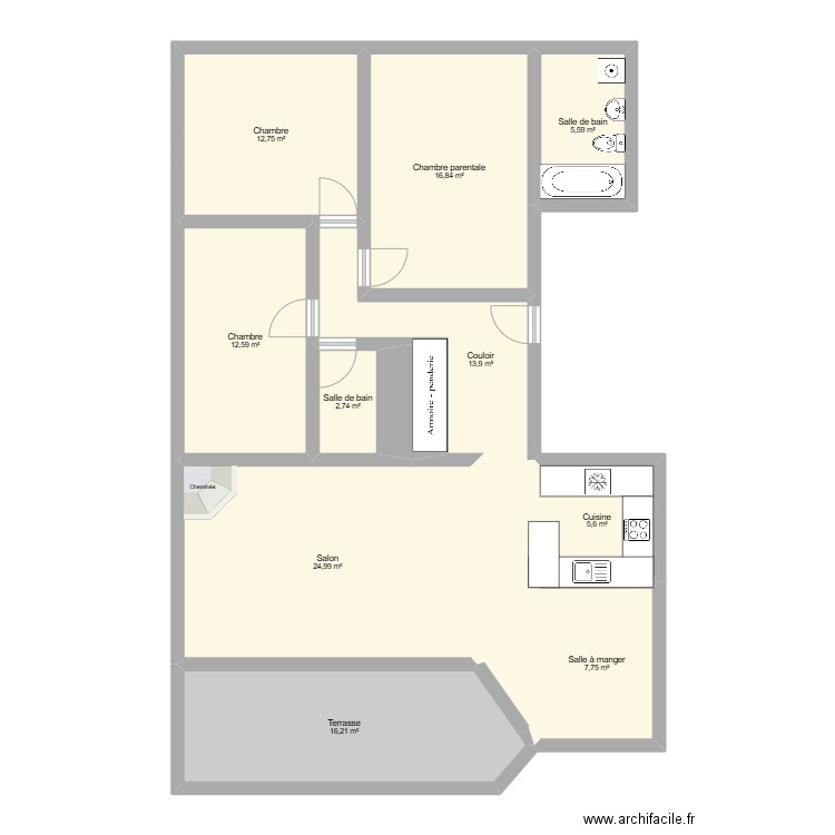 Palézieux. Plan de 10 pièces et 119 m2