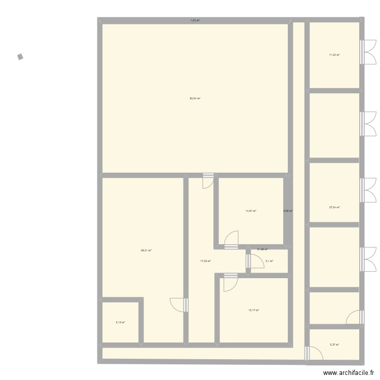 Djimdé. Plan de 13 pièces et 266 m2