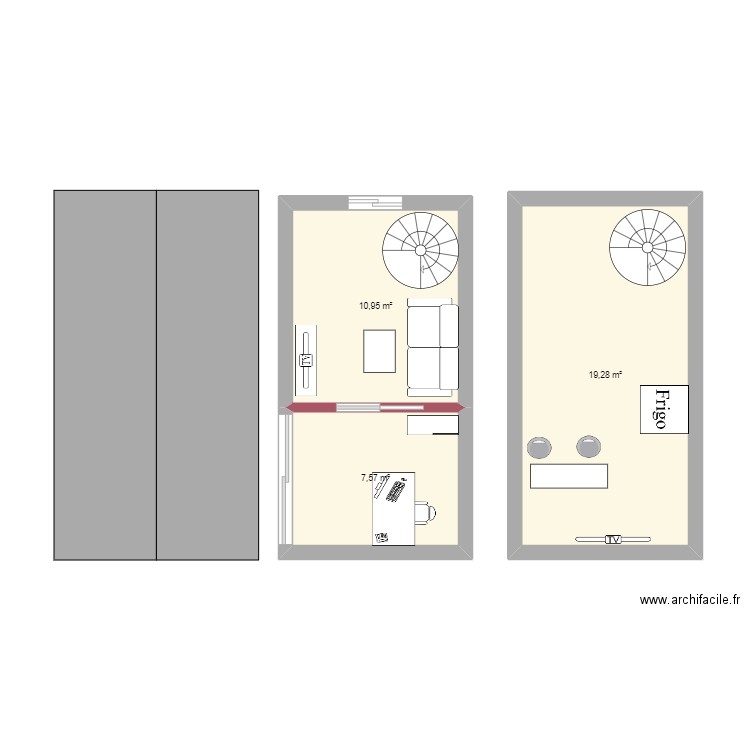 PROJET. Plan de 3 pièces et 38 m2