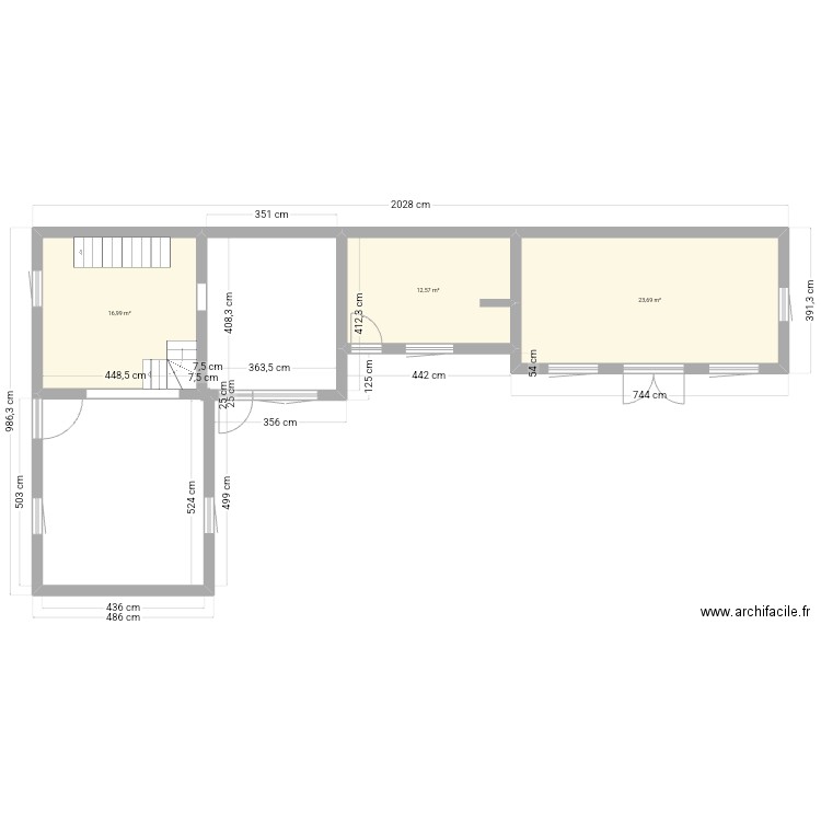 Nandrin 2. Plan de 3 pièces et 53 m2