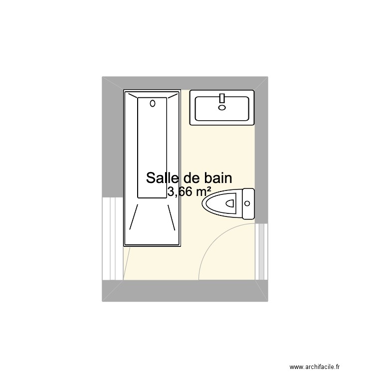 Plan SDB. Plan de 1 pièce et 4 m2