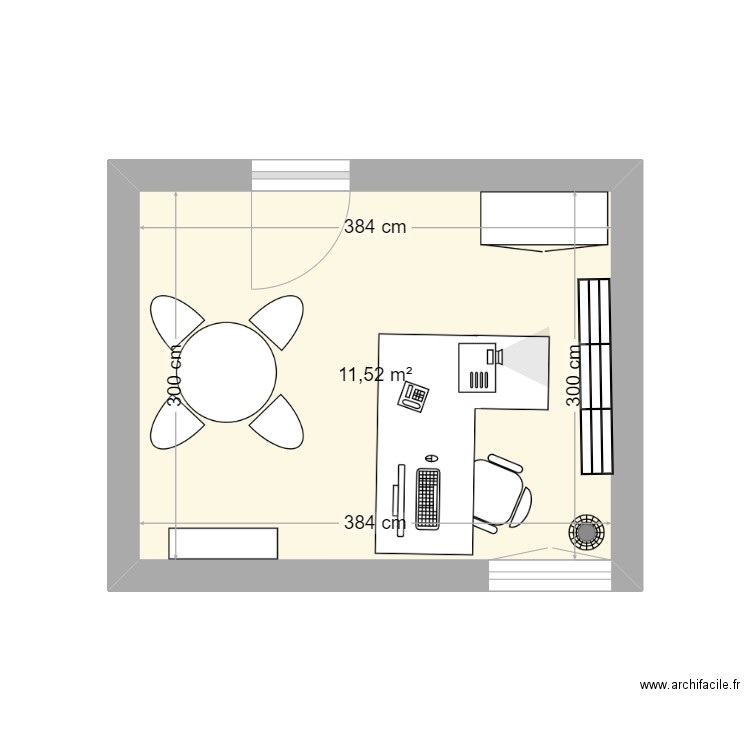 bureau eh. Plan de 1 pièce et 12 m2