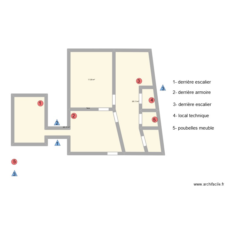 Seigneurie d'Anhaive. Plan de 3 pièces et 71 m2