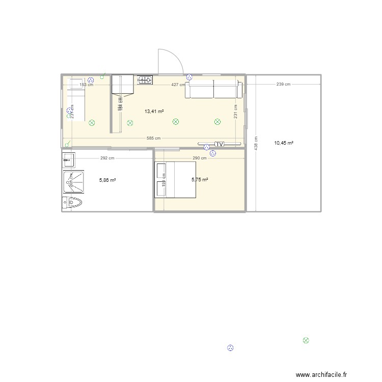 st benoit. Plan de 4 pièces et 35 m2