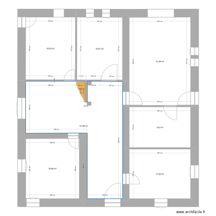 Chalet Existant. Plan de 7 pièces et 159 m2