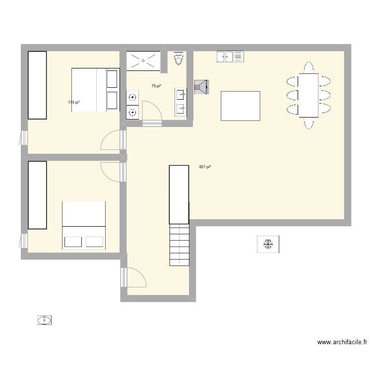 Maison. Plan de 3 pièces et 99 m2