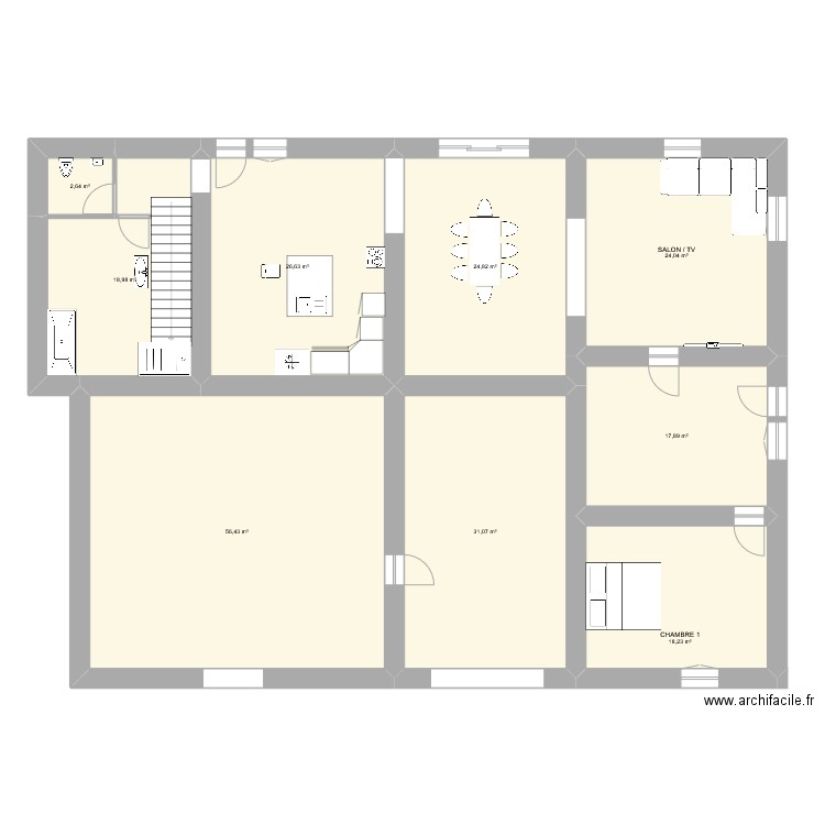 Maizon MODIF. Plan de 18 pièces et 419 m2