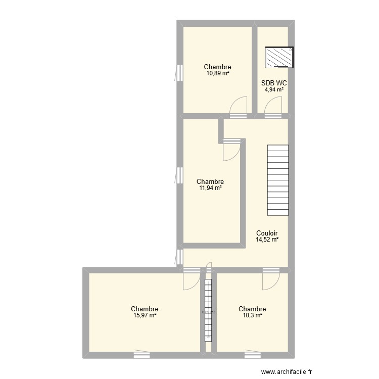 Maison Noyelles etage. Plan de 7 pièces et 69 m2