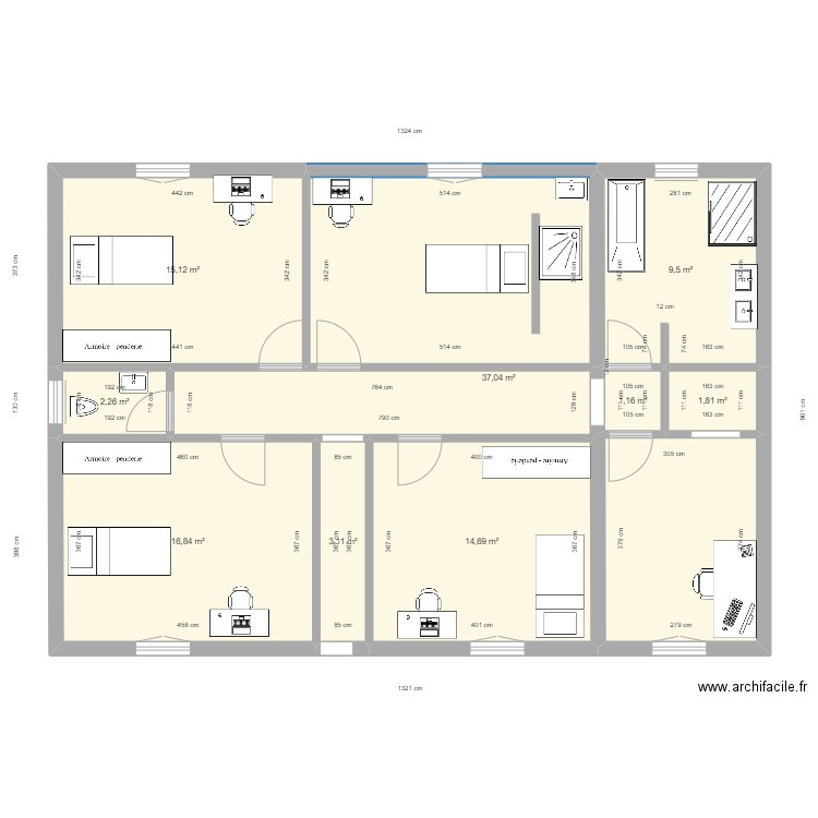 New maison ETAGE v3. Plan de 9 pièces et 102 m2