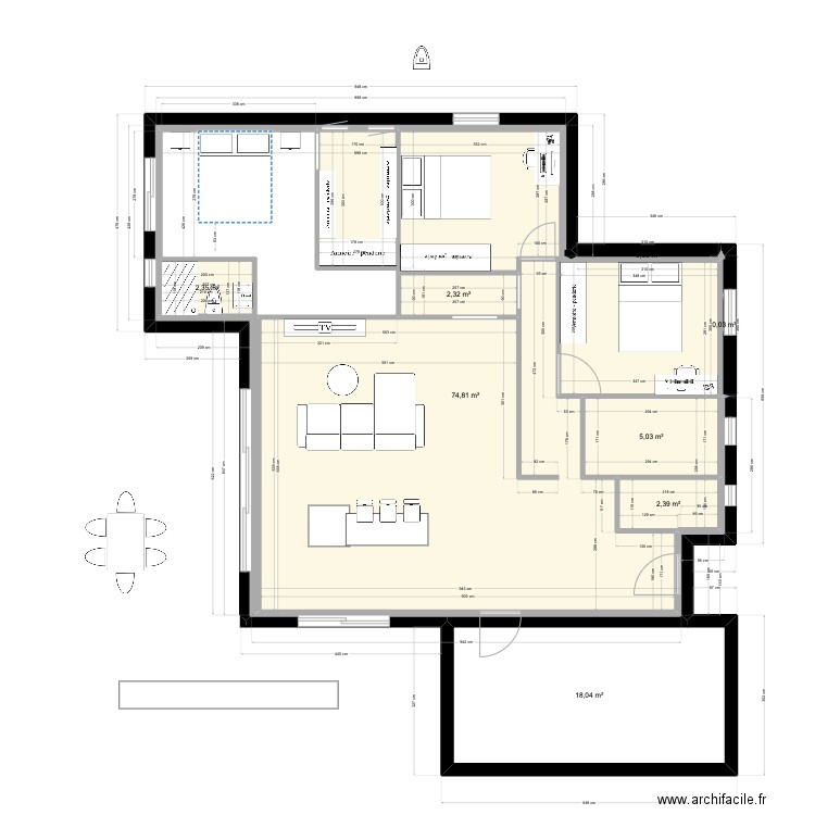 Plan Boutenac 2. Plan de 8 pièces et 105 m2