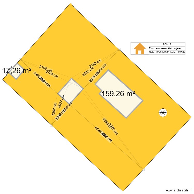 garage cote cadastre3. Plan de 3 pièces et 224 m2