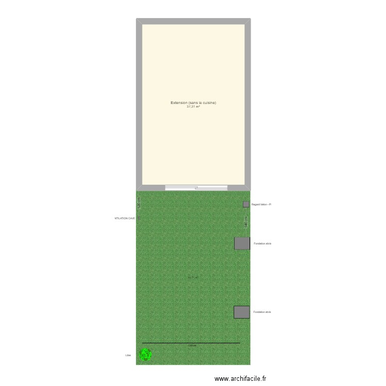 ext. Plan de 1 pièce et 37 m2