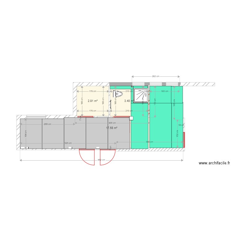 rdc5. Plan de 3 pièces et 24 m2