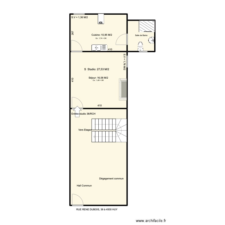 air. Plan de 4 pièces et 61 m2