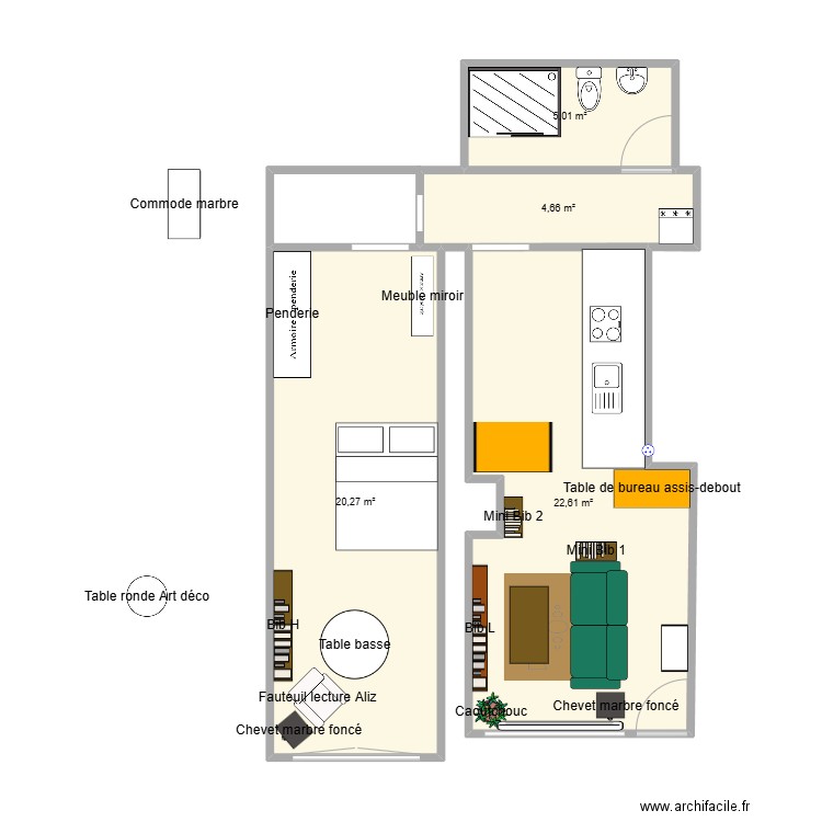 Pierre-Aeby 33. Plan de 5 pièces et 56 m2