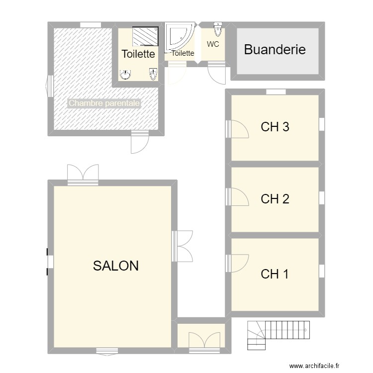 amy dieng. Plan de 10 pièces et 111 m2