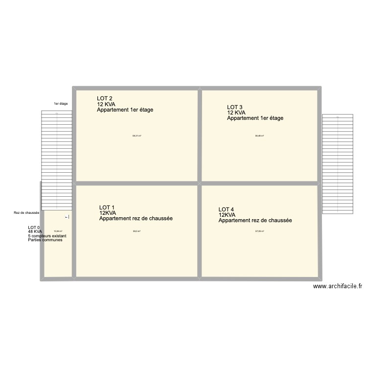 Plan découpage lot v1 ENEDIS BLANCHARD. Plan de 5 pièces et 246 m2