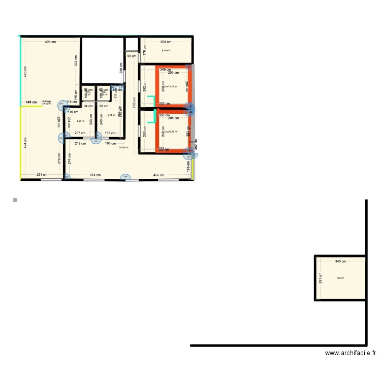 sous sol fuste 3. Plan de 13 pièces et 118 m2