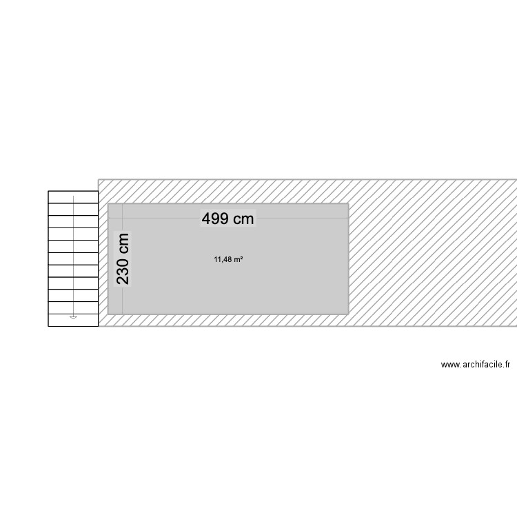 VUE DE FACE. Plan de 1 pièce et 11 m2