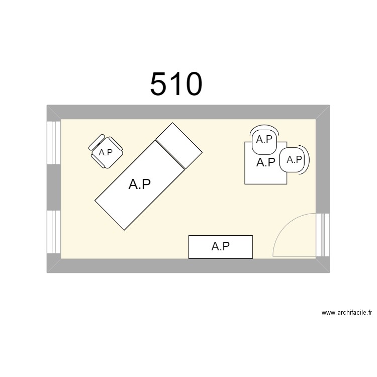 Bureau R 510 A.PAJON. Plan de 1 pièce et 12 m2