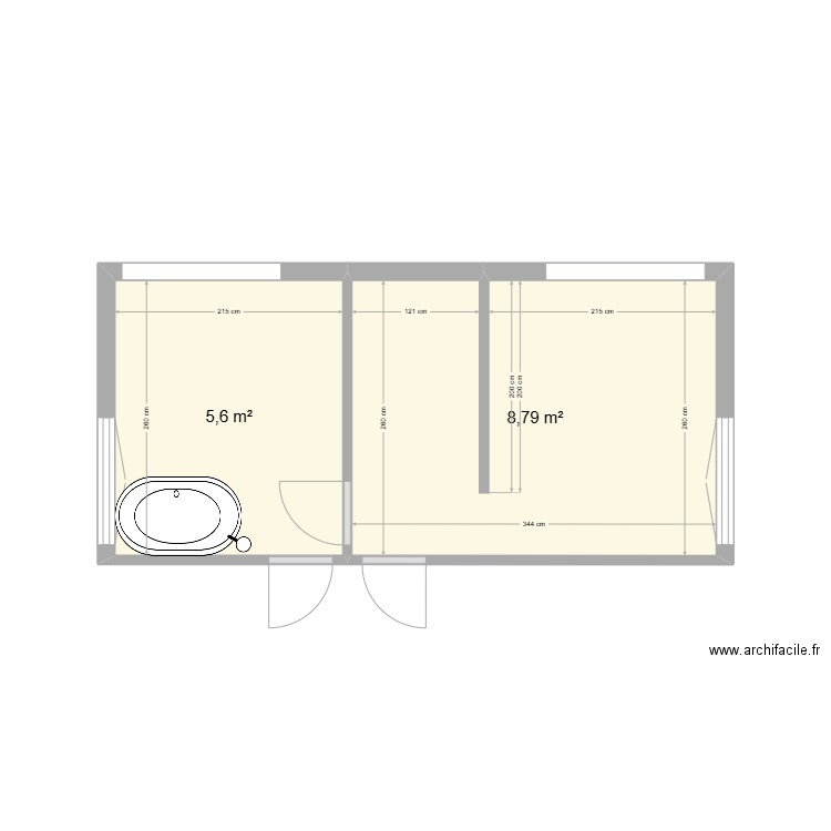 Lacet Flair_chambres à coucher. Plan de 2 pièces et 14 m2