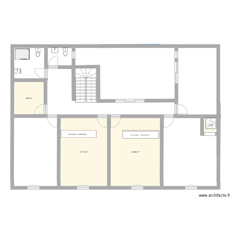 PLAN TAK etg 1 TOILETTE SEPARE 2. Plan de 4 pièces et 53 m2