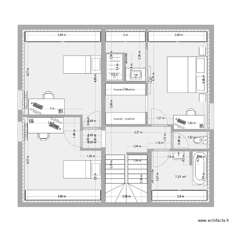 Maison des escargots 1er. Plan de 9 pièces et 76 m2